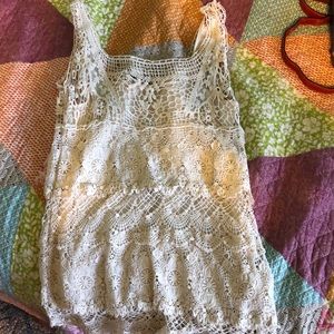White tiered crochet tank top